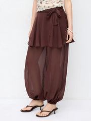 Chiffon Low Rise Ruffled Knotted Bloomer Trousers