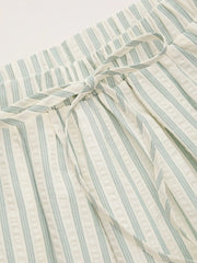Cotton-blend Stripe Bandeau & Knotted Wide Leg Trousers Set