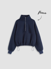 Fleece Zip Through Drawstring Sweatshirt