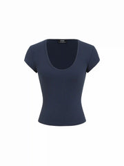 Cotton Scoop Neck Short Sleeve Tee