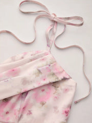 Satin Floral Ruched Slip Maxi Dress