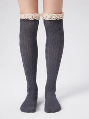 LACE TRIM OVER THE KNEE SOCKS