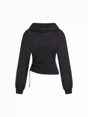 Cotton-Blend Solid Side Belted Hoodie