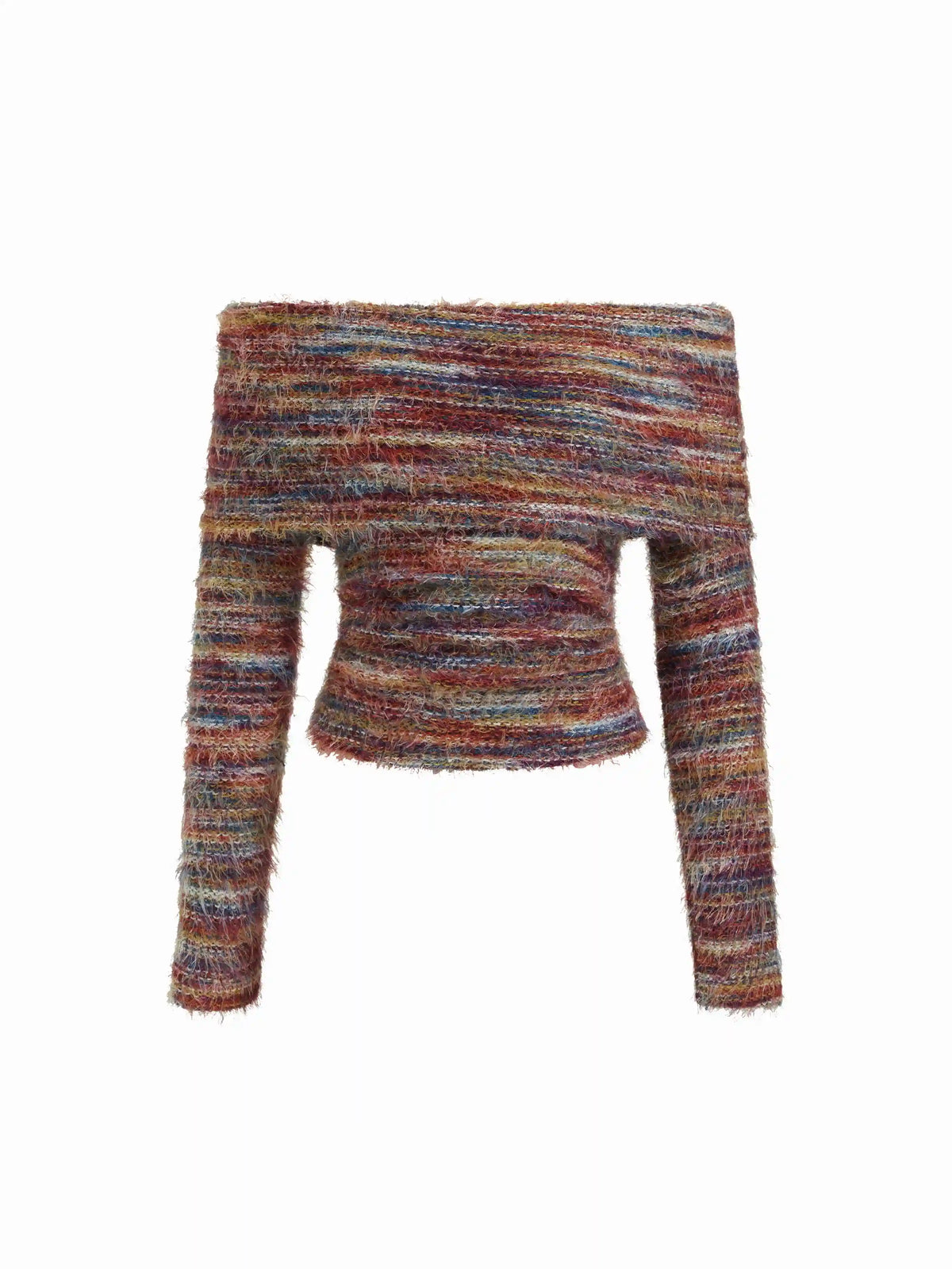 Textured Off-shoulder Striped Ruched Top