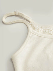Round Neckline Deer Graphic Lace Trim Cami Top