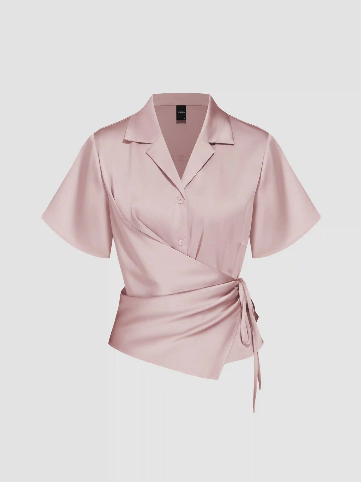 Satin Collar Knotted Shirt