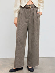 Belted High Rise Houndstooth Trouser