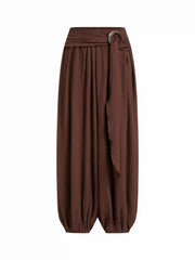 Textured Mid Rise Belted Oversized Jogger Trousers