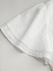 Cotton Floral Embroidery V-neck Ruffle Sleeve A-line Maxi Dress Curve & Plus