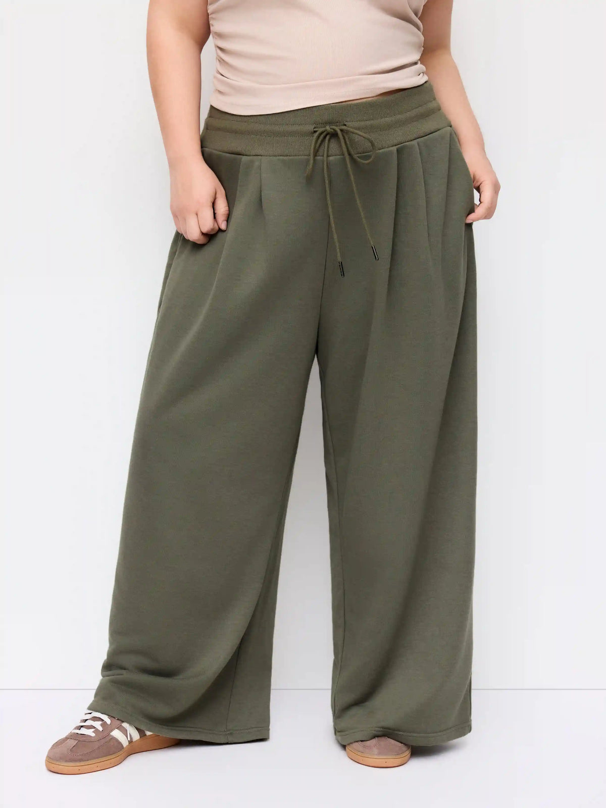 Cotton-blend Mid Rise Drawstring Straight Leg Sweatpants Curve & Plus