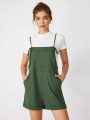Knotted Pocket Wide Leg Romper