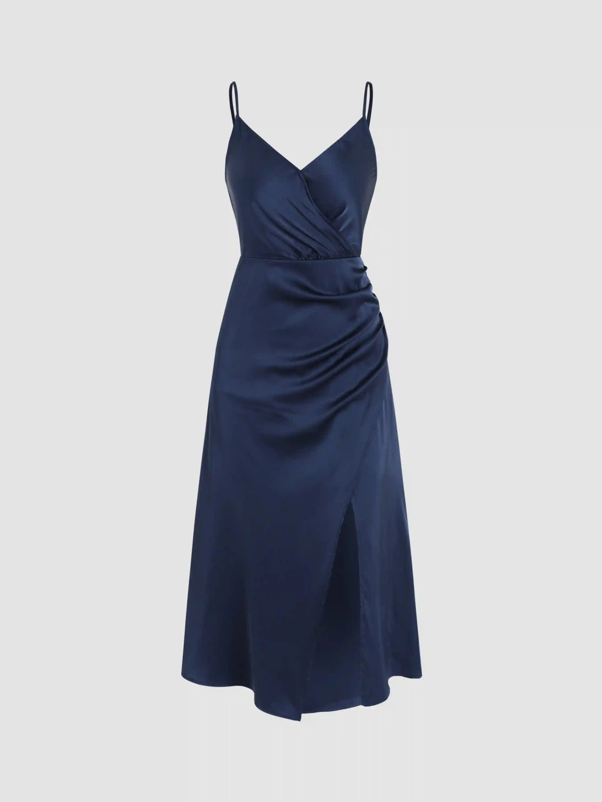 Solid Wrap Slit Midi Dress
