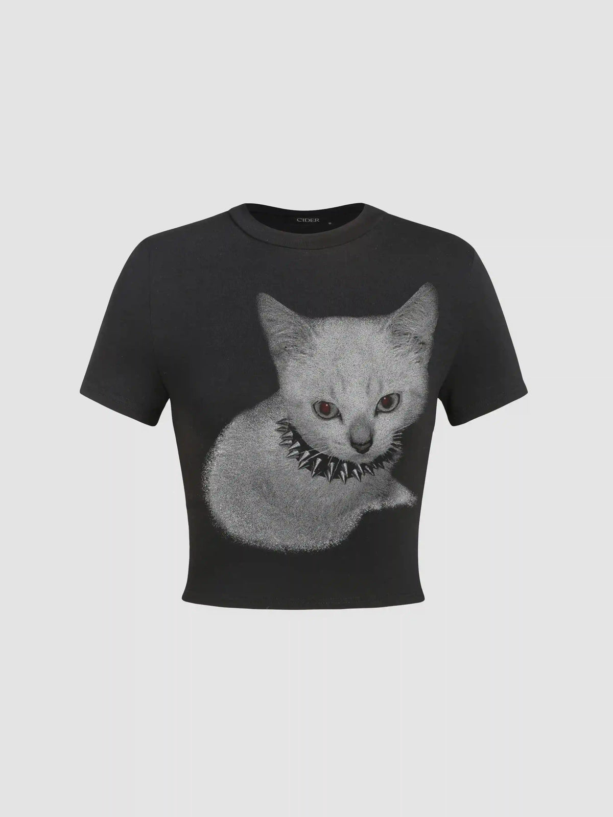Round Neckline Cat Graphic Tee