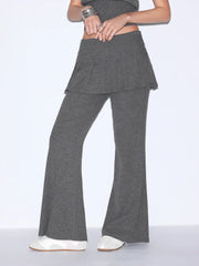 Cotton-blend Low Rise Pleated Flared Trousers