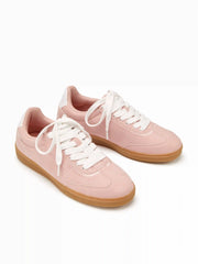 LACE-UP FAUX SUEDE SNEAKERS