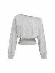 Cotton-blend Asymmetrical Neck Sweatshirt