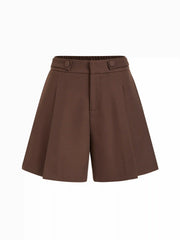 Mid Rise Pleated Elastic Waist Shorts