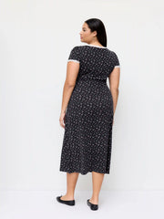 Ditsy Floral V-neck Lace Trim Maxi Dress Curve & Plus