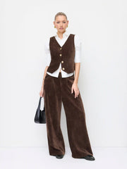 Velvet V-neck Metal Detail Tie Back Vest