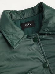 Collar Solid Button Puffer Jacket