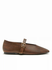 FAUX LEATHER DISTRESSED FLATS