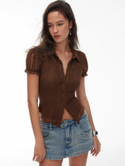 Lace Ruffled Hem Blouse