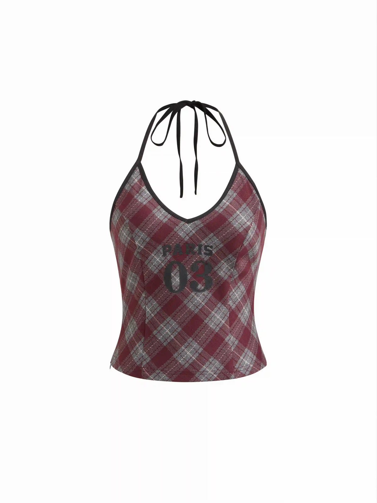 Paris 03 Plaid Halter Neck Crop Top