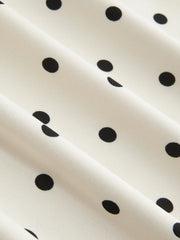 Satin Polka Dot Square Neck Puff Sleeve Bowknot A-line Maxi Dress