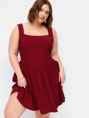 Square Neck Ruffle Mini Dress Curve & Plus