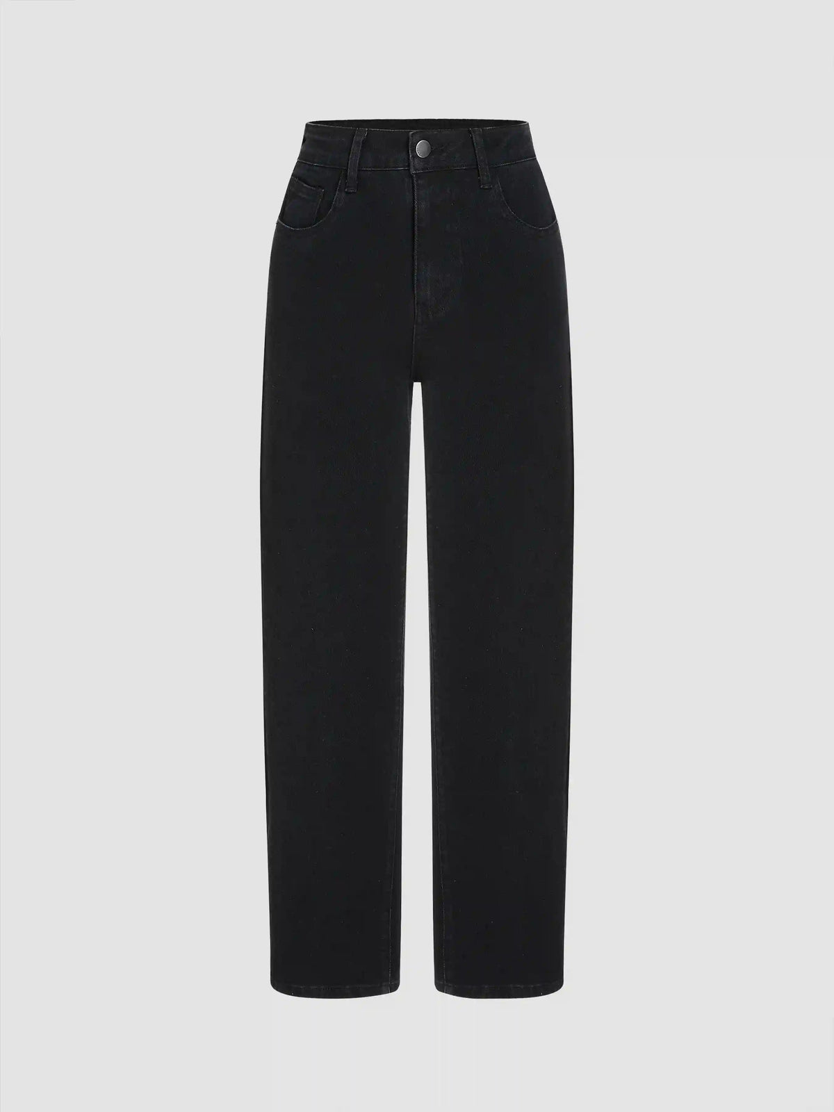 High Stretch Denim High Waist Pocket Cropped Straight Leg Jeans