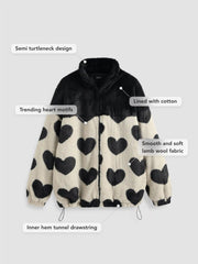 Zip Front Heart Fleece Jacket