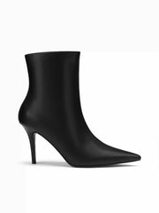 POINTED TOE FAUX LEATHER ANKLE BOOTS