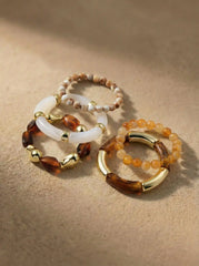 5 PCS RESIN BEADED BRACELET SET