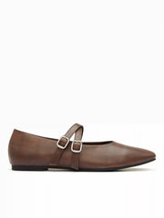 FAUX LEATHER BUCKLE  MARY JANE FLATS
