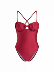 Shaping Jersey Sweetheart Cut Out One-piece Swimsuit