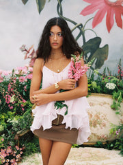 Cotton Low Rise Belted Micro Mini Skort