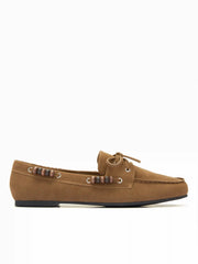 FAUX SUEDE BOWKNOT DECOR BEADED  LOAFERS