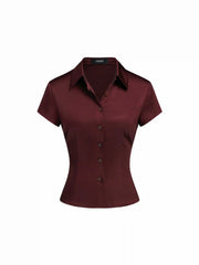 Satin Collar Short Sleeve Shirt