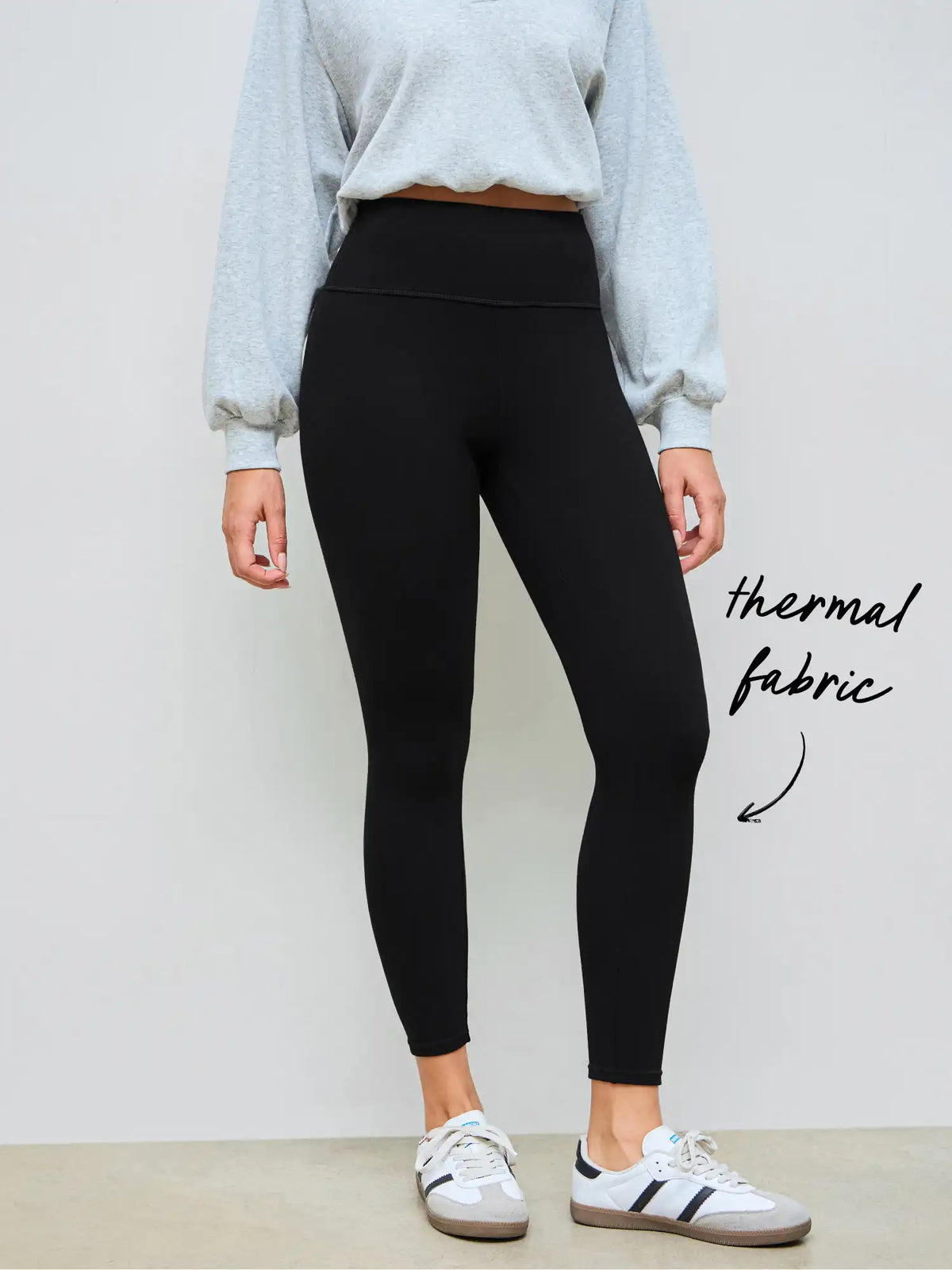 Thermal Cotton-blend Mid Rise Solid Leggings