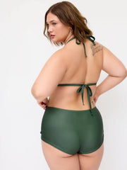 Halter Neckline Triangle Top & Mid Rise Letter & Tropical Graphic Shorts Bikini Set Curve & Plus