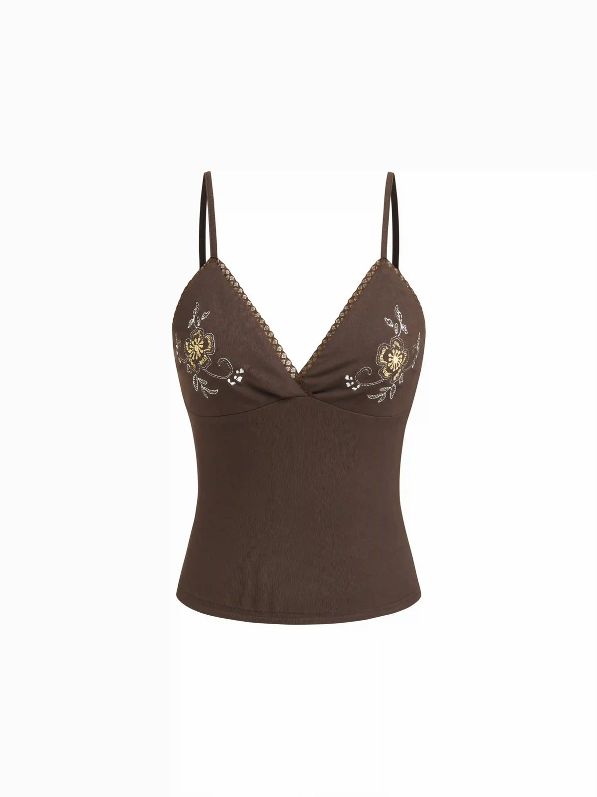 Floral Embroidery V-Neck Cami Top