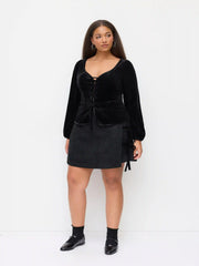 Tweed Mid Rise Bowknot Mini Skirt Curve & Plus