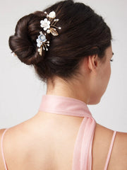 4 PCS FLORAL & LEAF HAIR PINS SET