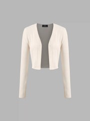 3pcs Solid Cardigan & Ruched Tube Top & Mid Rise Elastic Waist Wide Leg Trousers Set