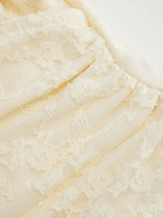 V-neck Floral Lace Ruched Top