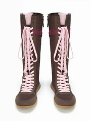TWO-TONE LACE-UP BOXING BOOTS