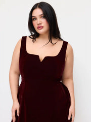Velvet V-neck Ruffle Tie Back Knotted Mini Dress Curve & Plus