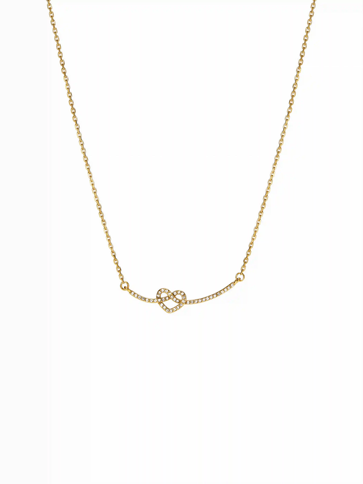 18K GOLD PLATED STAINLESS STEEL HEART SHAPED RHINESTONE NECKLACE