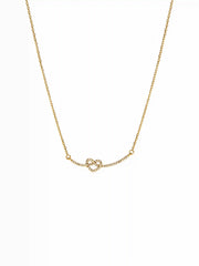18K GOLD PLATED STAINLESS STEEL HEART SHAPED RHINESTONE NECKLACE