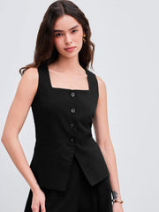 Woven Square Neck Waistcoat